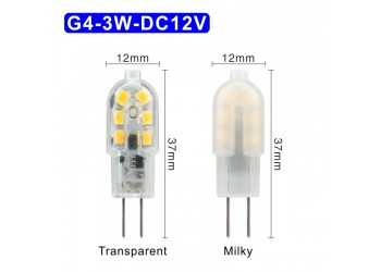 2 stuk G4 3W DC 12V 12 Bulb Transparent Koud witte LED Lamp ​capsule